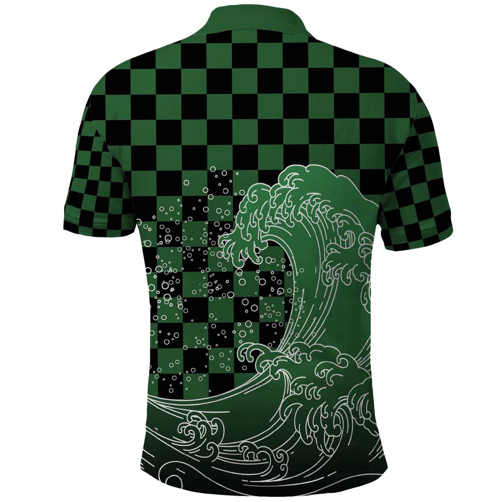 Japanese Asanoha Pattern Polo Shirt Water Breathing Slayer Dragon - Polynesian Pride
