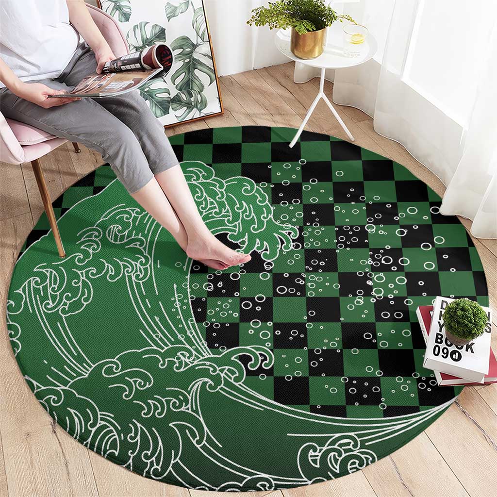 Japanese Asanoha Pattern Round Carpet Water Breathing Slayer Dragon - Polynesian Pride