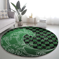 Japanese Asanoha Pattern Round Carpet Water Breathing Slayer Dragon - Polynesian Pride