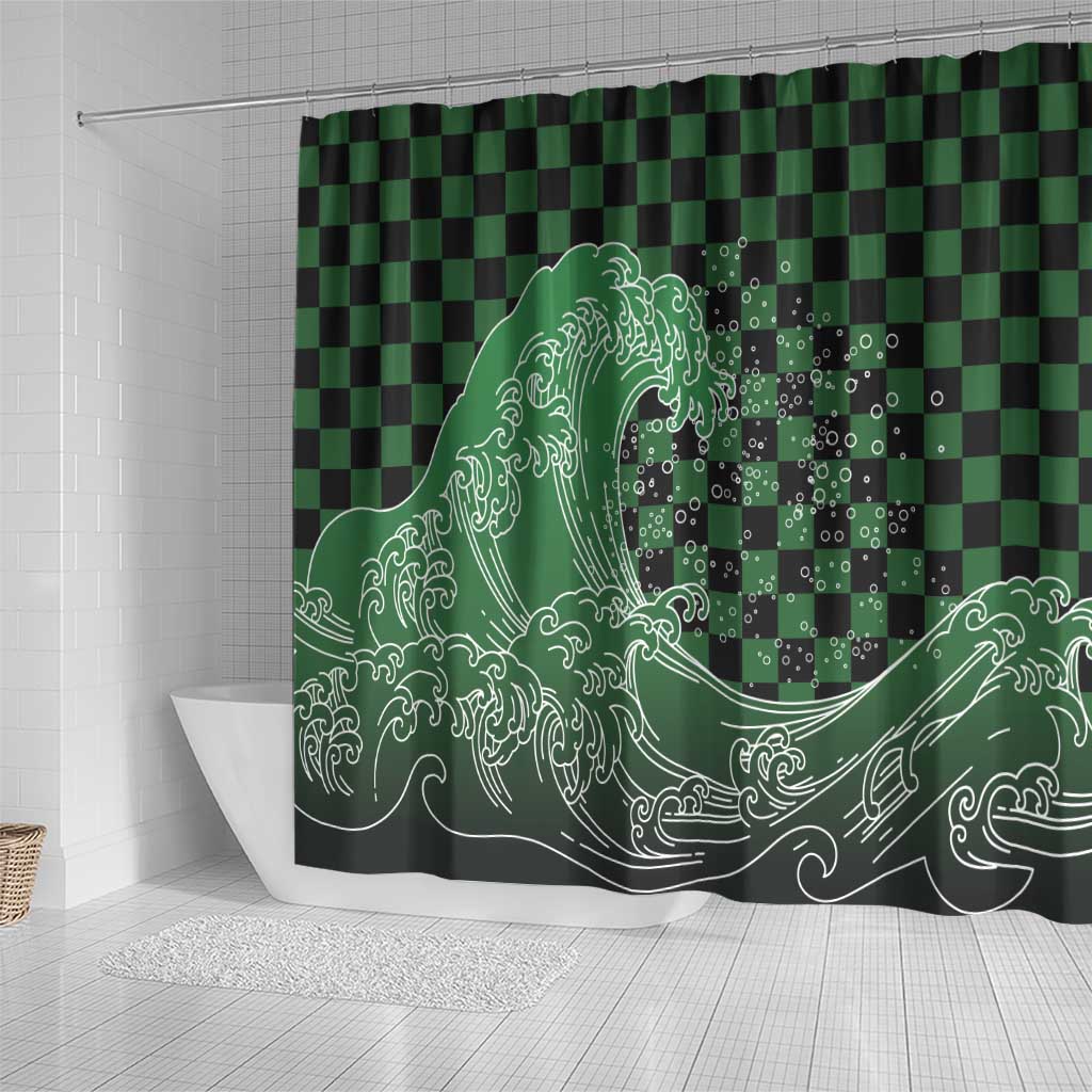 Japanese Asanoha Pattern Shower Curtain Water Breathing Slayer Dragon - Polynesian Pride