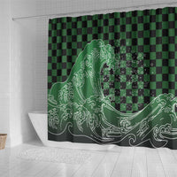 Japanese Asanoha Pattern Shower Curtain Water Breathing Slayer Dragon - Polynesian Pride