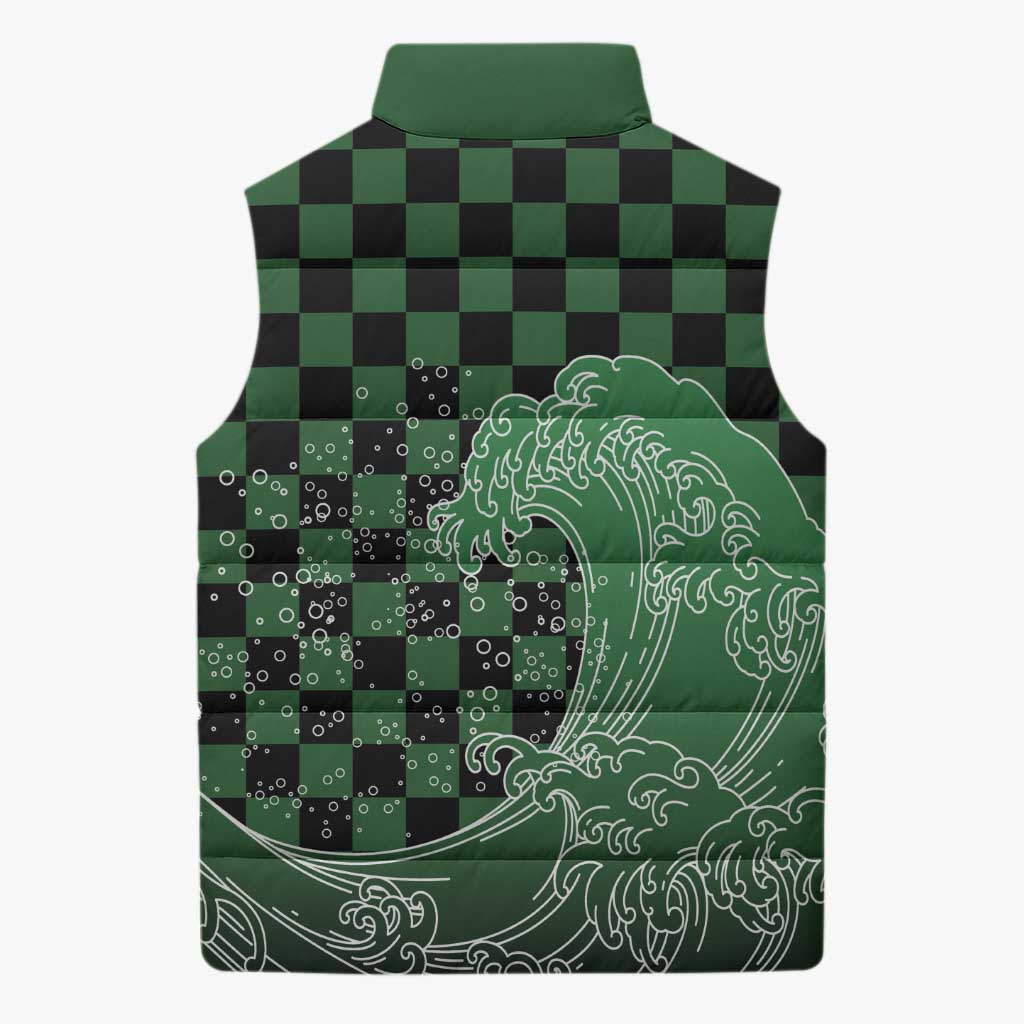 Japanese Asanoha Pattern Sleeveless Puffer Jacket Water Breathing Slayer Dragon LT9 - Polynesian Pride