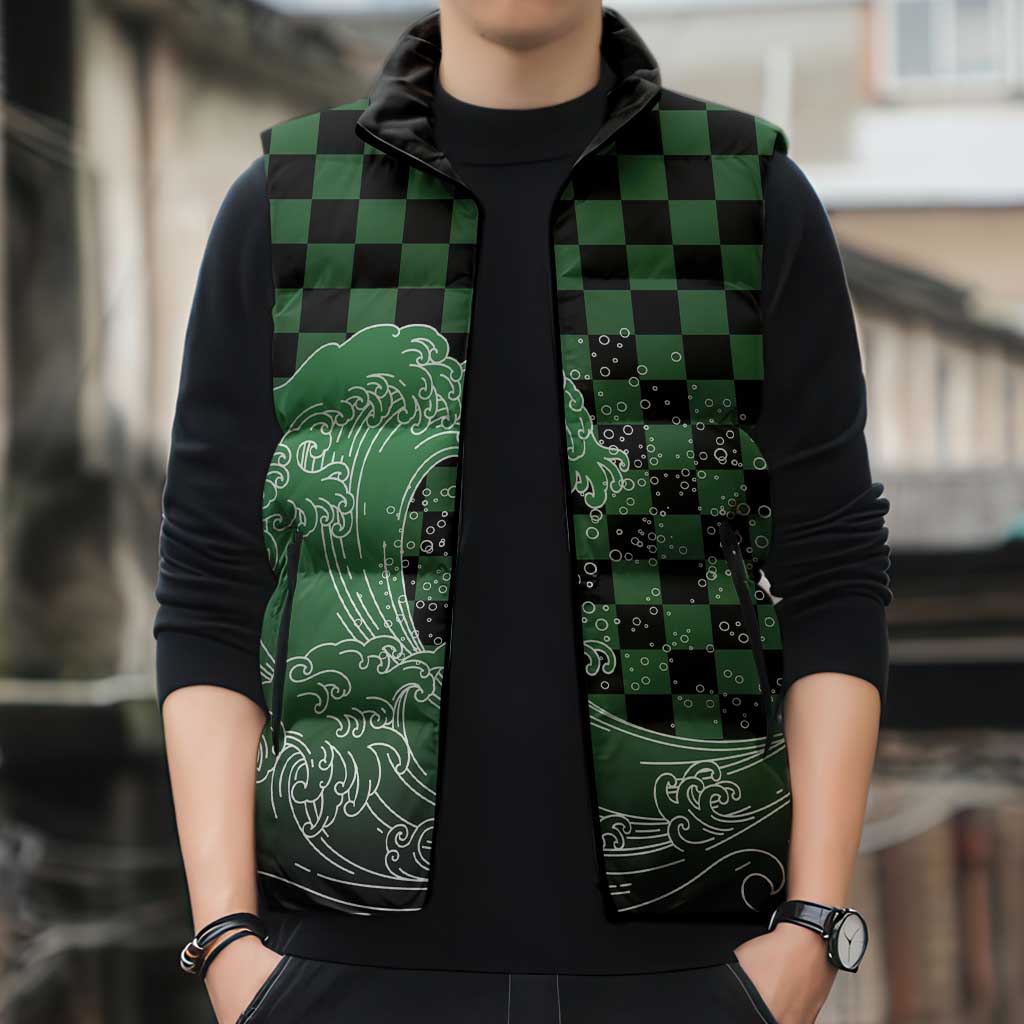 Japanese Asanoha Pattern Sleeveless Puffer Jacket Water Breathing Slayer Dragon LT9 - Polynesian Pride