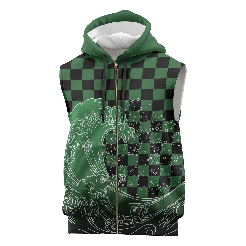 Japanese Asanoha Pattern Sleeveless Zip Hoodie Water Breathing Slayer Dragon - Polynesian Pride