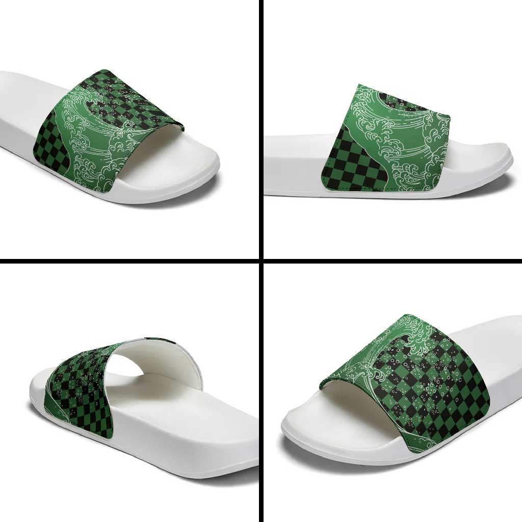 Japanese Asanoha Pattern Slide Sandals Water Breathing Slayer Dragon - Polynesian Pride