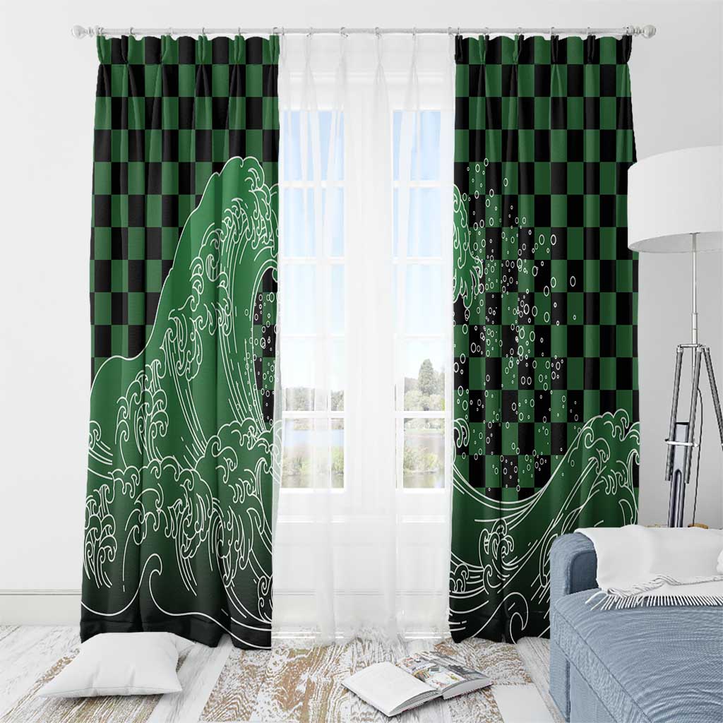 Japanese Asanoha Pattern Window Curtain Water Breathing Slayer Dragon - Polynesian Pride