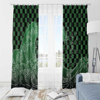 Japanese Asanoha Pattern Window Curtain Water Breathing Slayer Dragon - Polynesian Pride