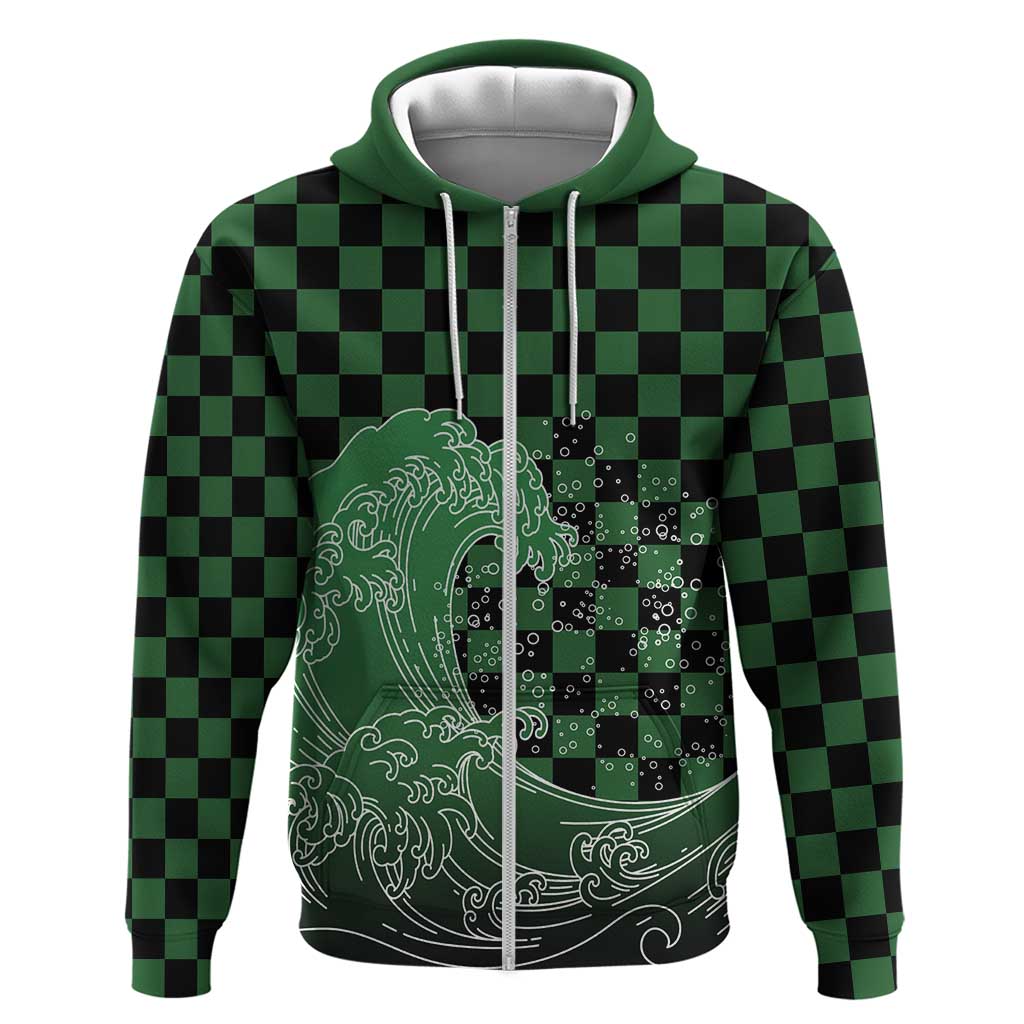 Japanese Asanoha Pattern Zip Hoodie Water Breathing Slayer Dragon - Polynesian Pride