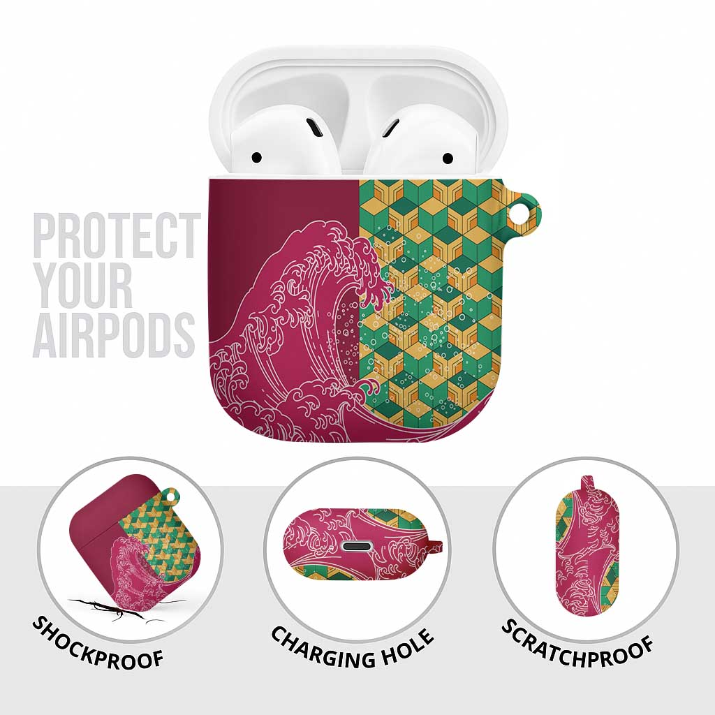 Japanese Bishamon-Kikkou Pattern AirPods Case Water Pillar Silent River Flow - Polynesian Pride