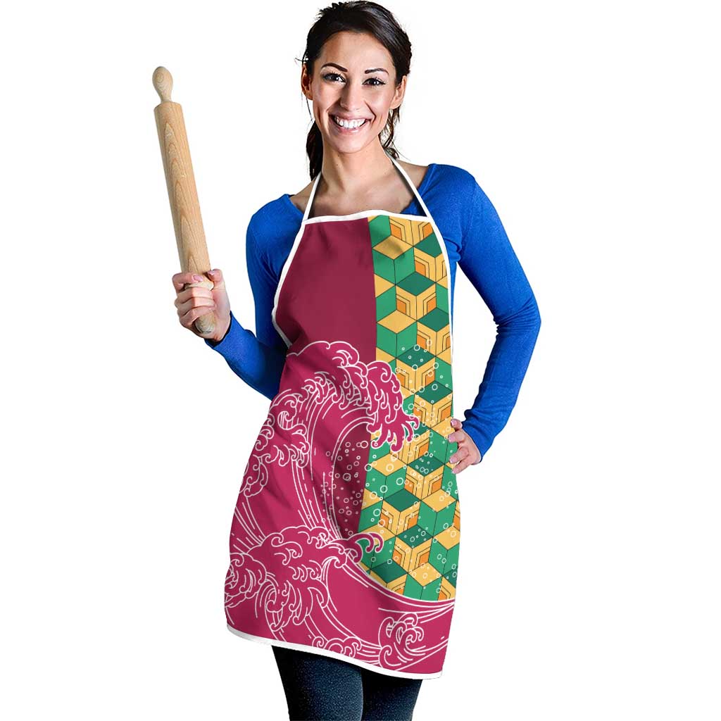 Japanese Bishamon-Kikkou Pattern Apron Water Pillar Silent River Flow - Polynesian Pride