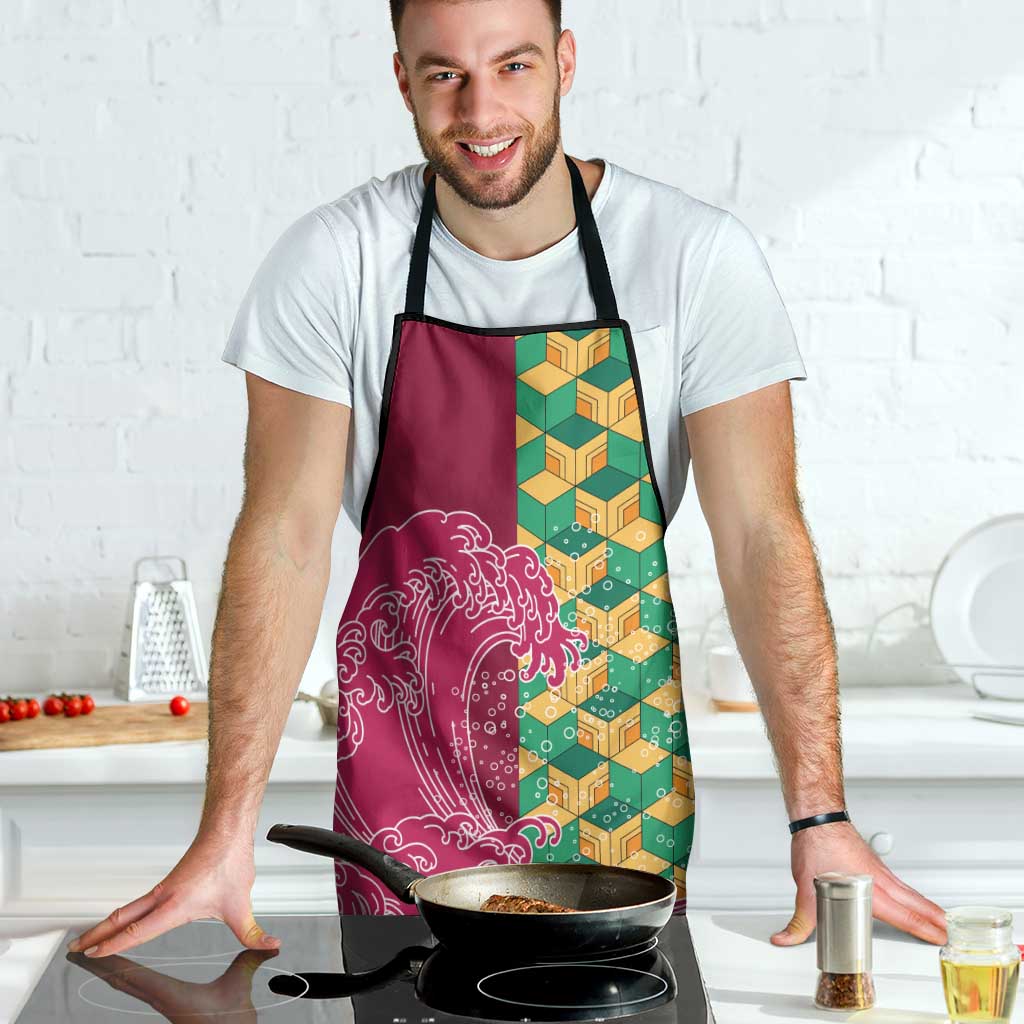 Japanese Bishamon-Kikkou Pattern Apron Water Pillar Silent River Flow - Polynesian Pride