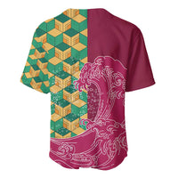 Japanese Bishamon-Kikkou Pattern Baseball Jersey Water Pillar Silent River Flow - Polynesian Pride