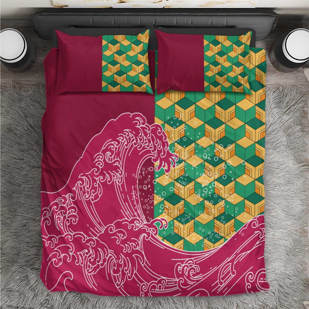 Japanese Bishamon-Kikkou Pattern Bedding Set Water Pillar Silent River Flow - Polynesian Pride