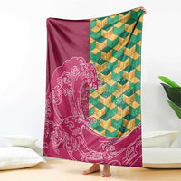 Japanese Bishamon-Kikkou Pattern Blanket Water Pillar Silent River Flow - Polynesian Pride