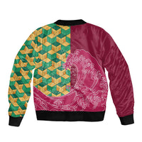 Japanese Bishamon-Kikkou Pattern Bomber Jacket Water Pillar Silent River Flow - Polynesian Pride