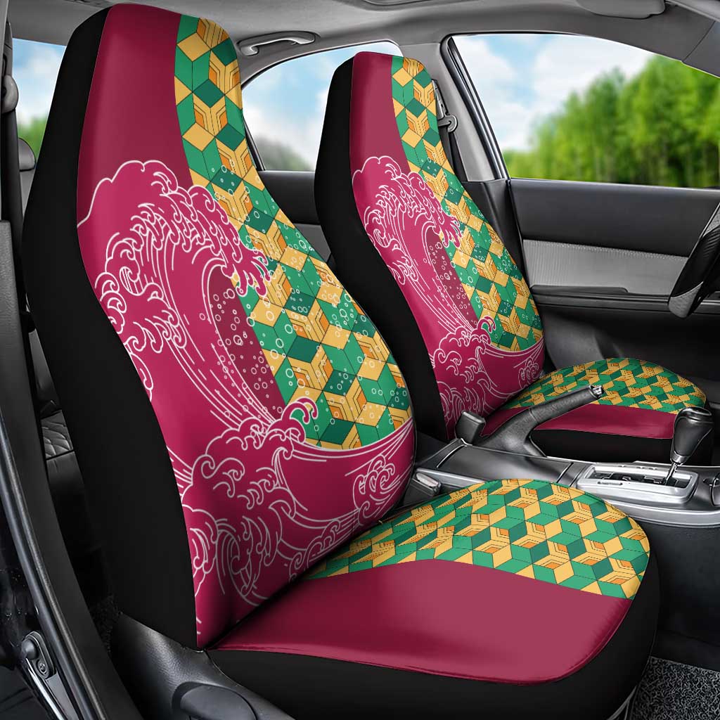 Japanese Bishamon-Kikkou Pattern Car Seat Cover Water Pillar Silent River Flow - Polynesian Pride