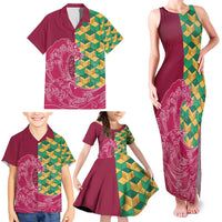 Japanese Bishamon-Kikkou Pattern Family Matching Tank Maxi Dress and Hawaiian Shirt Water Pillar Silent River Flow - Polynesian Pride
