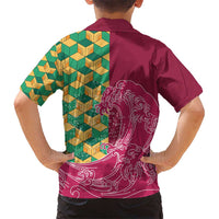 Japanese Bishamon-Kikkou Pattern Kid Hawaiian Shirt Water Pillar Silent River Flow - Polynesian Pride