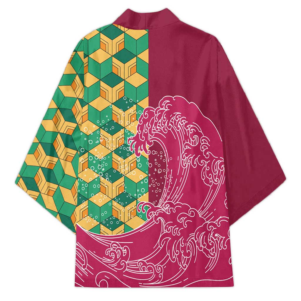 Japanese Bishamon-Kikkou Pattern Kimono Water Pillar Silent River Flow - Polynesian Pride