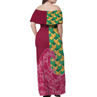 Japanese Bishamon-Kikkou Pattern Off Shoulder Maxi Dress Water Pillar Silent River Flow LT9 - Polynesian Pride