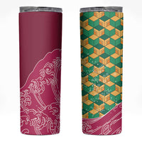 Japanese Bishamon-Kikkou Pattern Skinny Tumbler Water Pillar Silent River Flow - Polynesian Pride