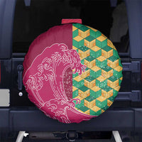 Japanese Bishamon-Kikkou Pattern Spare Tire Cover Water Pillar Silent River Flow - Polynesian Pride