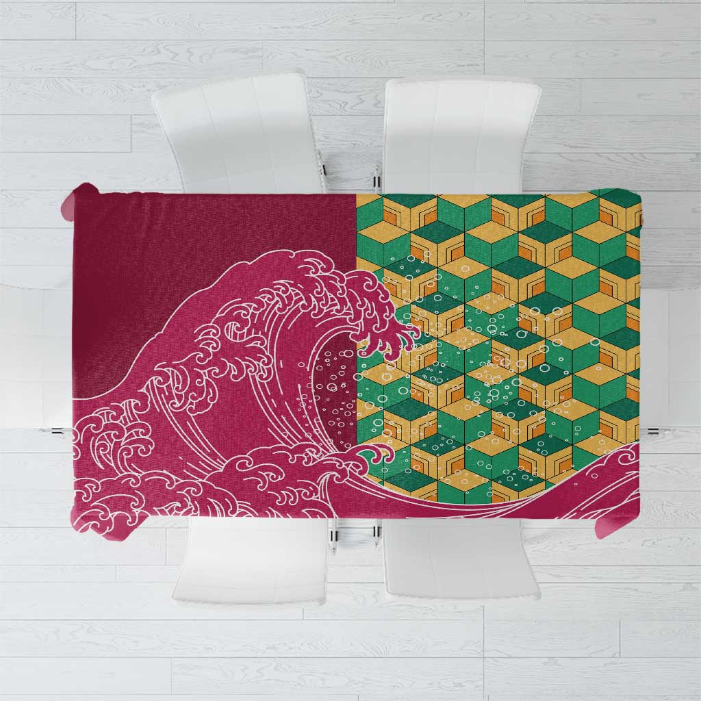 Japanese Bishamon-Kikkou Pattern Tablecloth Water Pillar Silent River Flow - Polynesian Pride