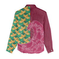 Japanese Bishamon-Kikkou Pattern Women Casual Shirt Water Pillar Silent River Flow - Polynesian Pride