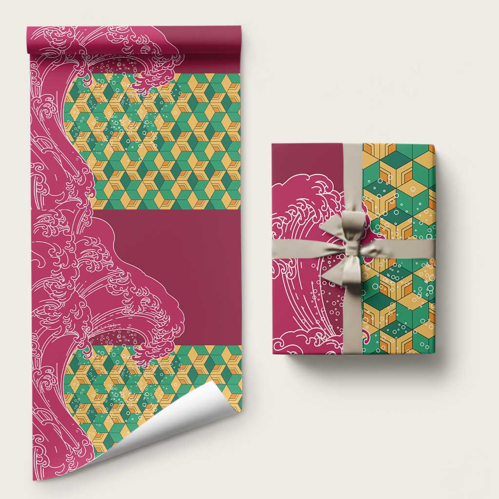 Japanese Bishamon-Kikkou Pattern Wrapping Paper Water Pillar Silent River Flow - Polynesian Pride