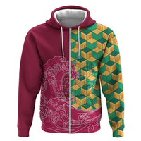 Japanese Bishamon-Kikkou Pattern Zip Hoodie Water Pillar Silent River Flow - Polynesian Pride