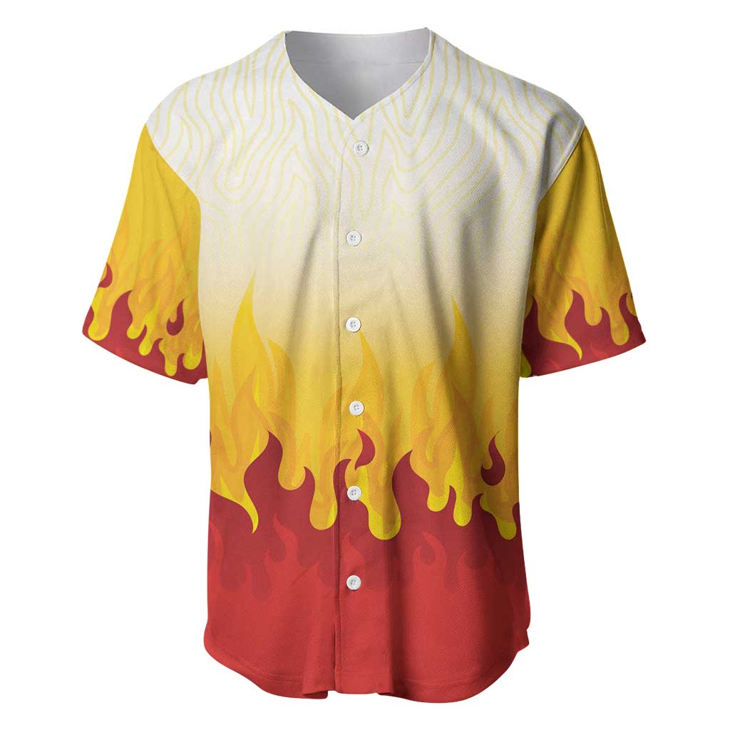 Japanese Kaen Pattern Baseball Jersey Flame Pillar Blazing Lion Heart - Polynesian Pride