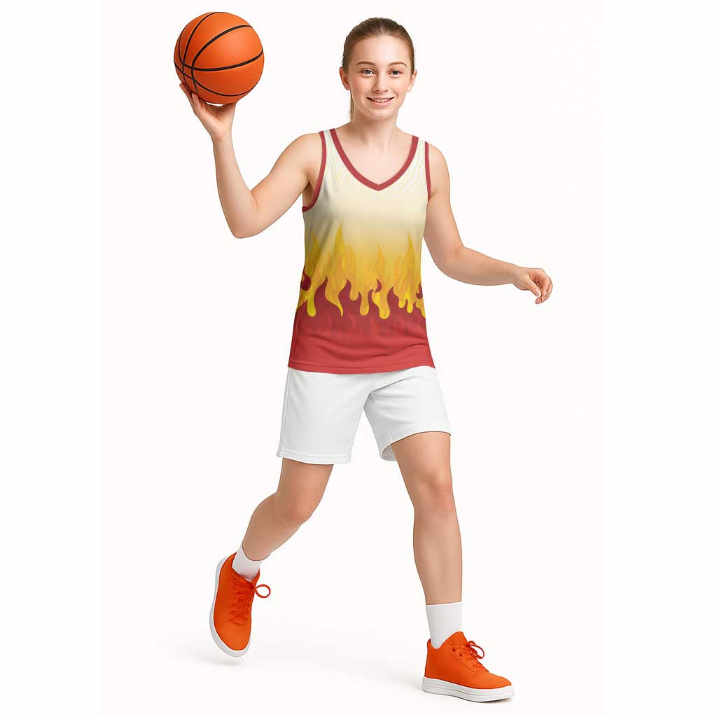 Japanese Kaen Pattern Basketball Jersey Flame Pillar Blazing Lion Heart - Polynesian Pride