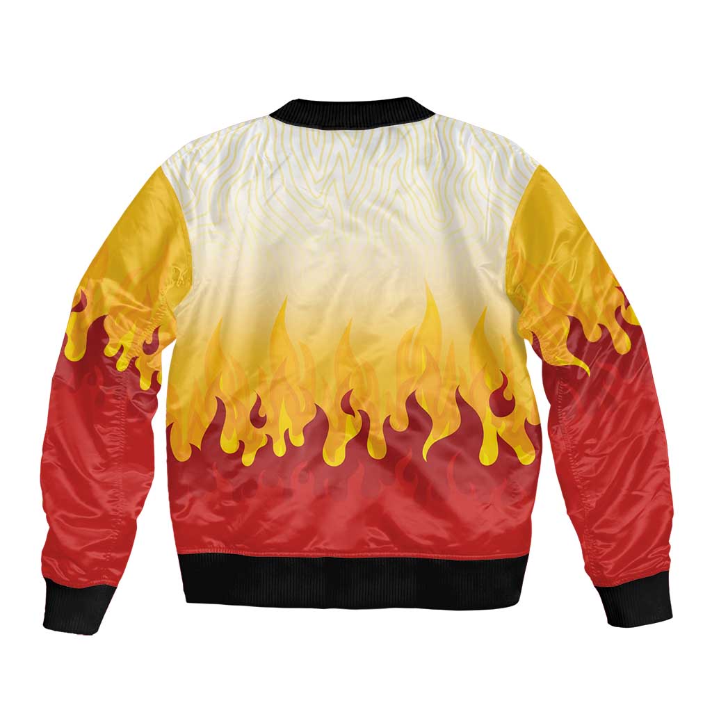 Japanese Kaen Pattern Bomber Jacket Flame Pillar Blazing Lion Heart - Polynesian Pride