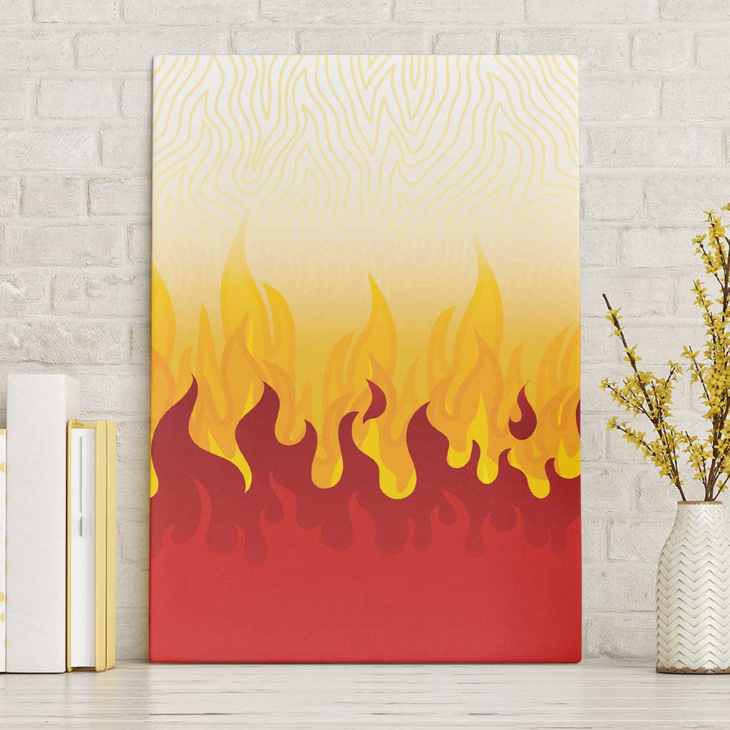 Japanese Kaen Pattern Canvas Wall Art Flame Pillar Blazing Lion Heart - Polynesian Pride