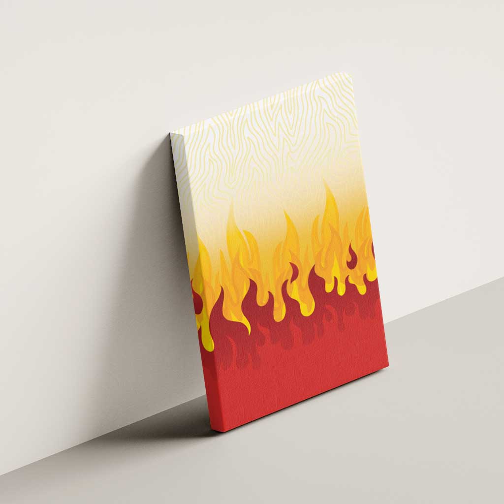 Japanese Kaen Pattern Canvas Wall Art Flame Pillar Blazing Lion Heart - Polynesian Pride