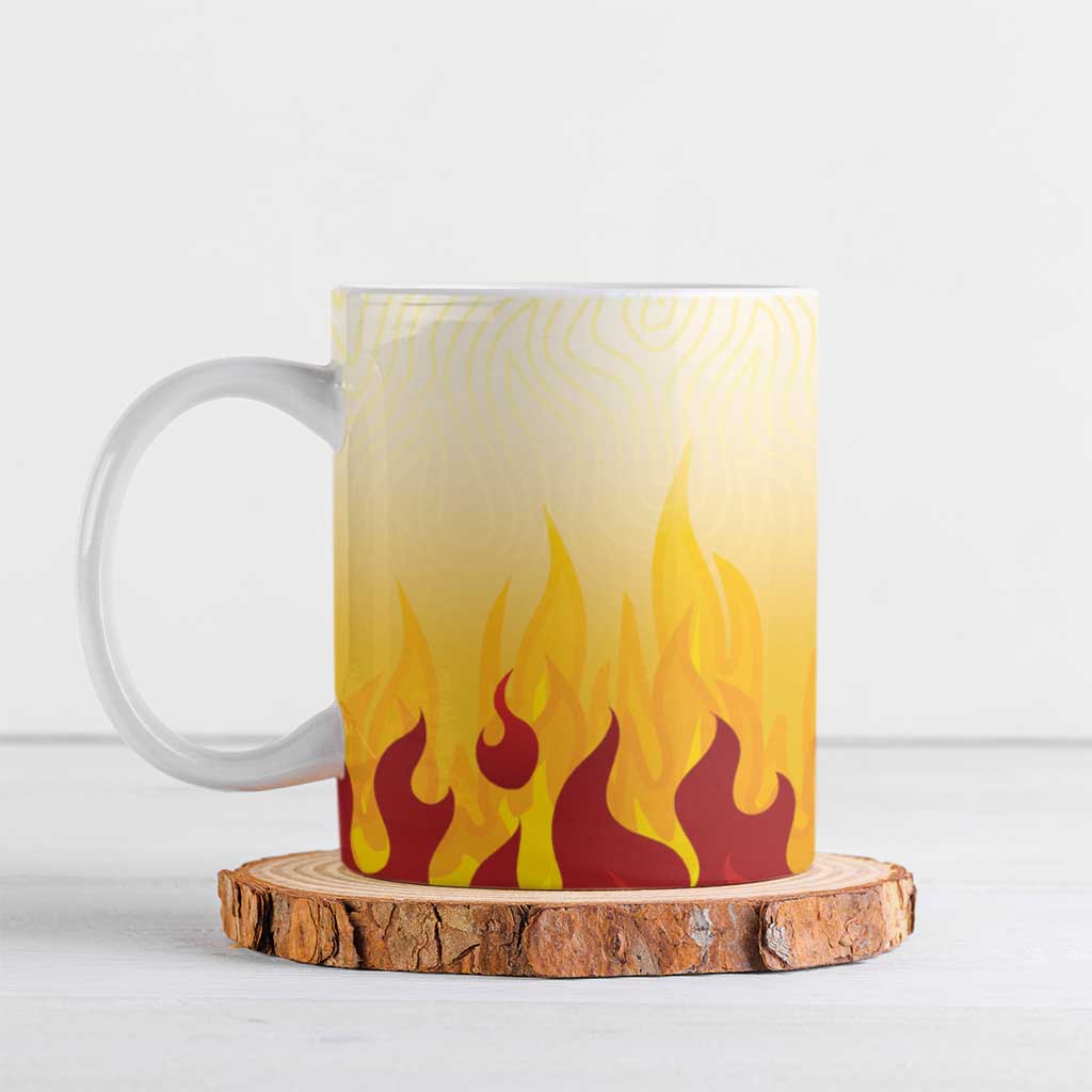 Japanese Kaen Pattern Ceramic Mug Flame Pillar Blazing Lion Heart - Polynesian Pride