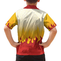 Japanese Kaen Pattern Family Matching Puletasi and Hawaiian Shirt Flame Pillar Blazing Lion Heart - Polynesian Pride