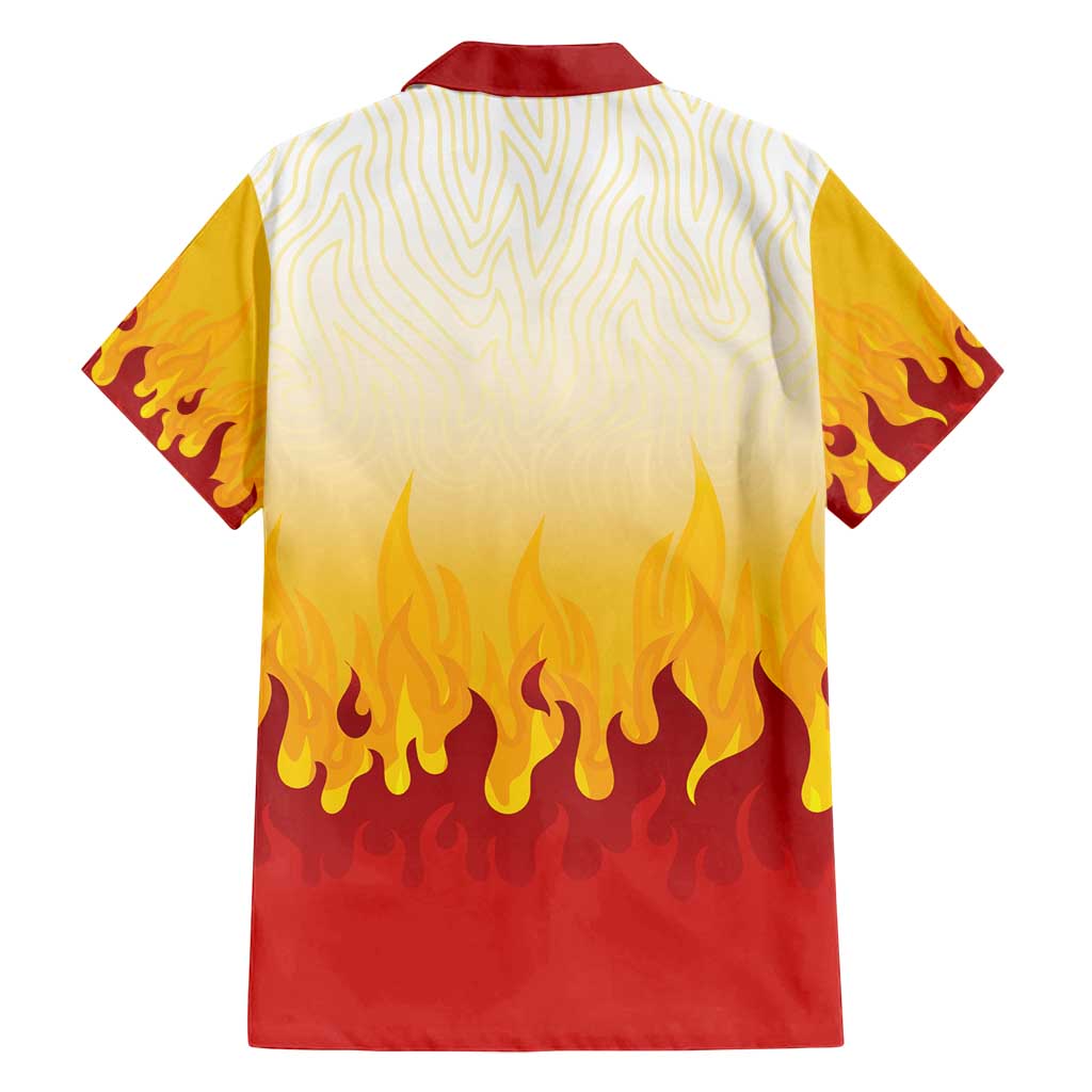Japanese Kaen Pattern Family Matching Puletasi and Hawaiian Shirt Flame Pillar Blazing Lion Heart - Polynesian Pride
