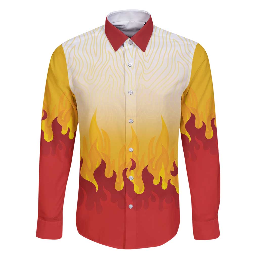 Japanese Kaen Pattern Family Matching Puletasi and Hawaiian Shirt Flame Pillar Blazing Lion Heart - Polynesian Pride