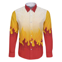 Japanese Kaen Pattern Family Matching Puletasi and Hawaiian Shirt Flame Pillar Blazing Lion Heart - Polynesian Pride