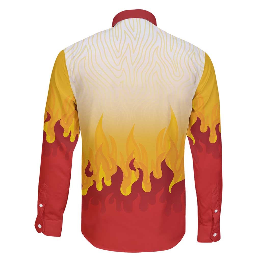 Japanese Kaen Pattern Family Matching Puletasi and Hawaiian Shirt Flame Pillar Blazing Lion Heart - Polynesian Pride