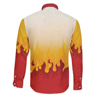 Japanese Kaen Pattern Family Matching Short Sleeve Bodycon Dress and Hawaiian Shirt Flame Pillar Blazing Lion Heart - Polynesian Pride