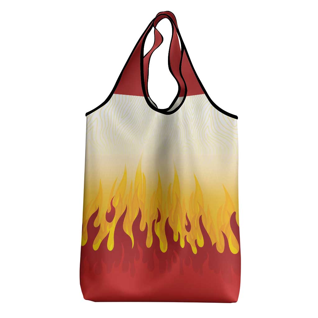 Japanese Kaen Pattern Grocery Bag Flame Pillar Blazing Lion Heart - Polynesian Pride