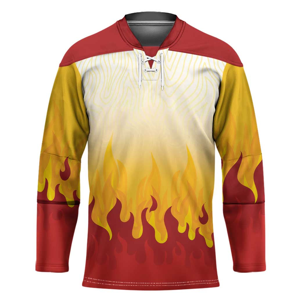 Japanese Kaen Pattern Hockey Jersey Flame Pillar Blazing Lion Heart - Polynesian Pride