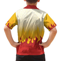 Japanese Kaen Pattern Kid Hawaiian Shirt Flame Pillar Blazing Lion Heart LT9 - Polynesian Pride