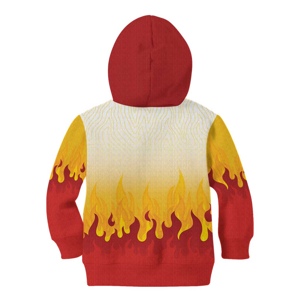 Japanese Kaen Pattern Kid Hoodie Flame Pillar Blazing Lion Heart LT9 - Polynesian Pride
