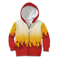 Japanese Kaen Pattern Kid Hoodie Flame Pillar Blazing Lion Heart LT9 Zip Hoodie Red - Polynesian Pride