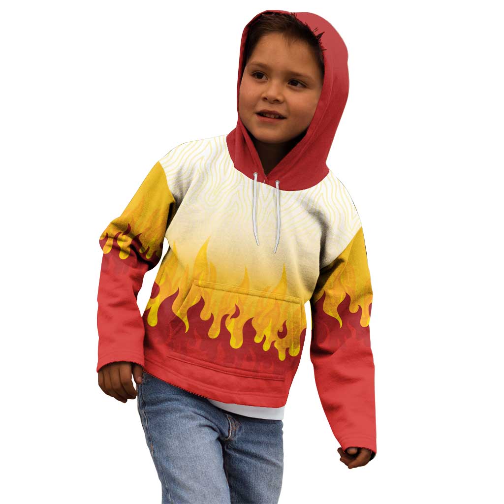 Japanese Kaen Pattern Kid Hoodie Flame Pillar Blazing Lion Heart LT9 - Polynesian Pride