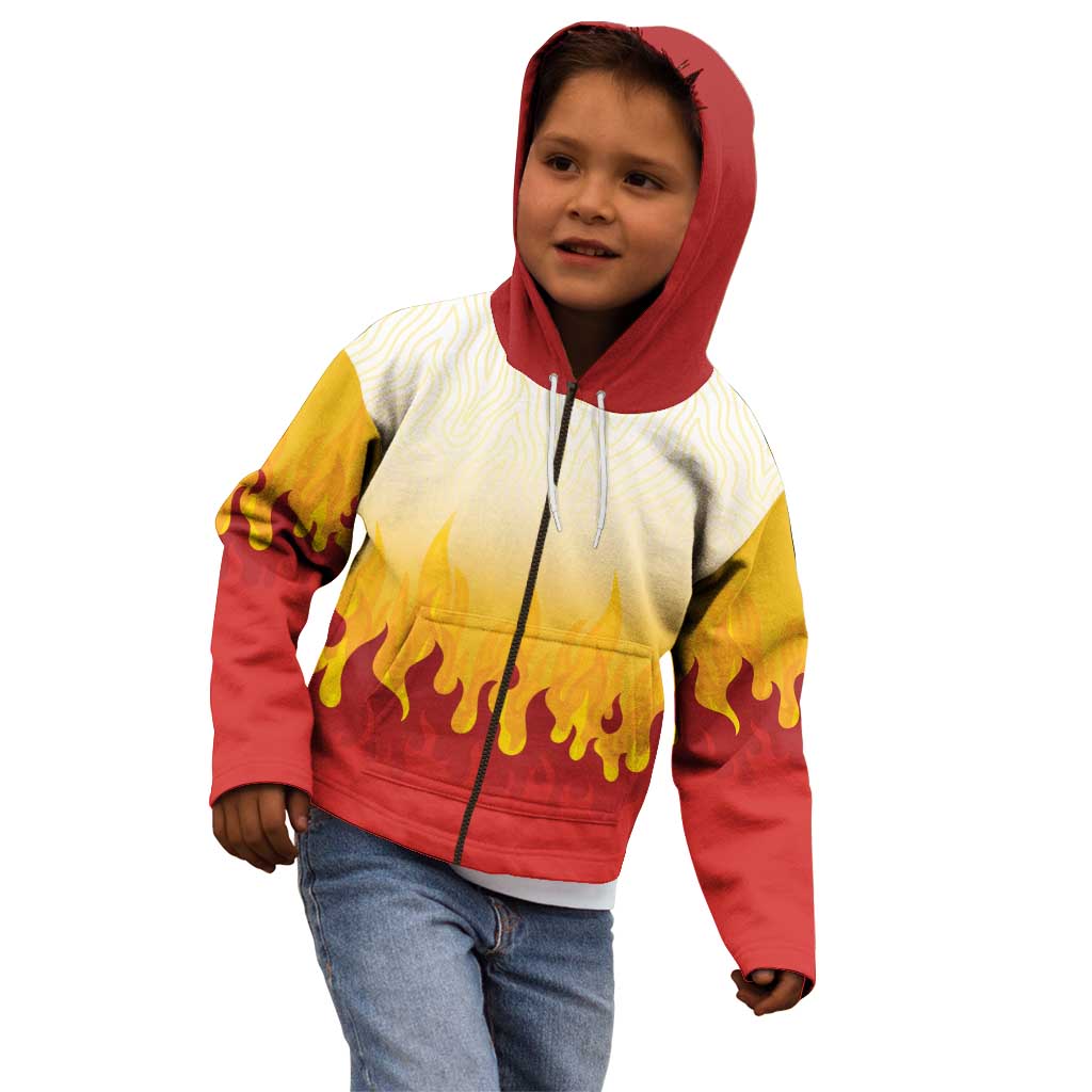 Japanese Kaen Pattern Kid Hoodie Flame Pillar Blazing Lion Heart LT9 - Polynesian Pride