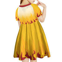 Japanese Kaen Pattern Kid Short Sleeve Dress Flame Pillar Blazing Lion Heart LT9 - Polynesian Pride